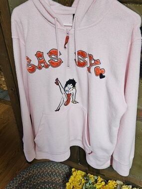 Betty Boop Sassy Pink Hoodie with Red and Black Graphics